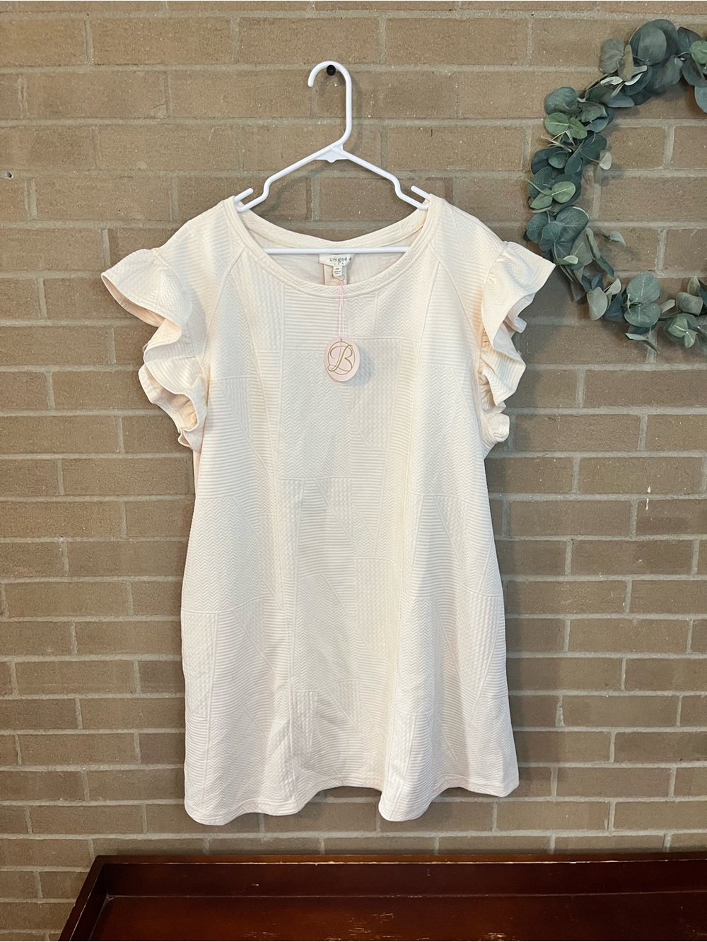 Umgee Cream Ruffle Sleeve Mini Dress